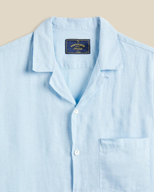 Linen Camp Collar Shirt - Sky