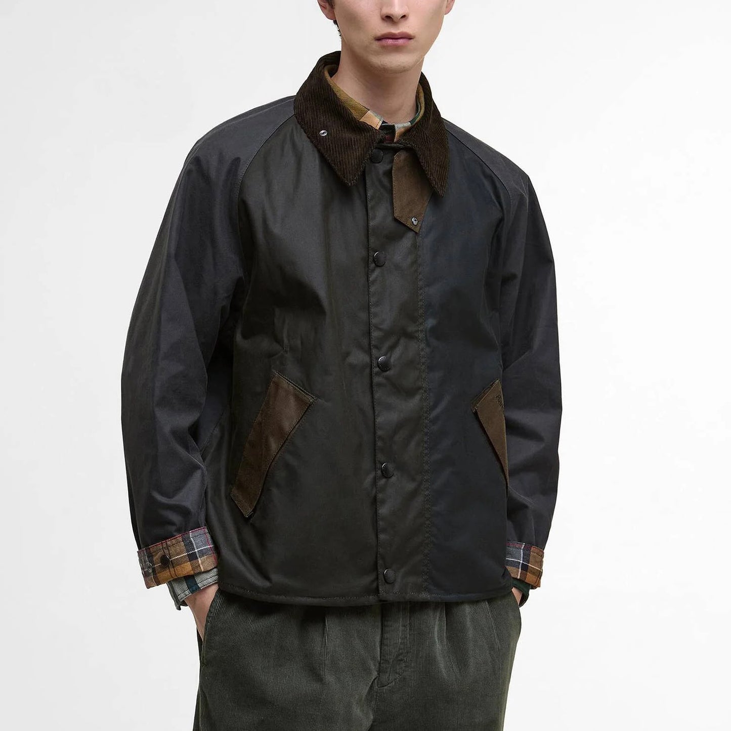 Patchwork Transport Waxed Jacket - Sage Multi