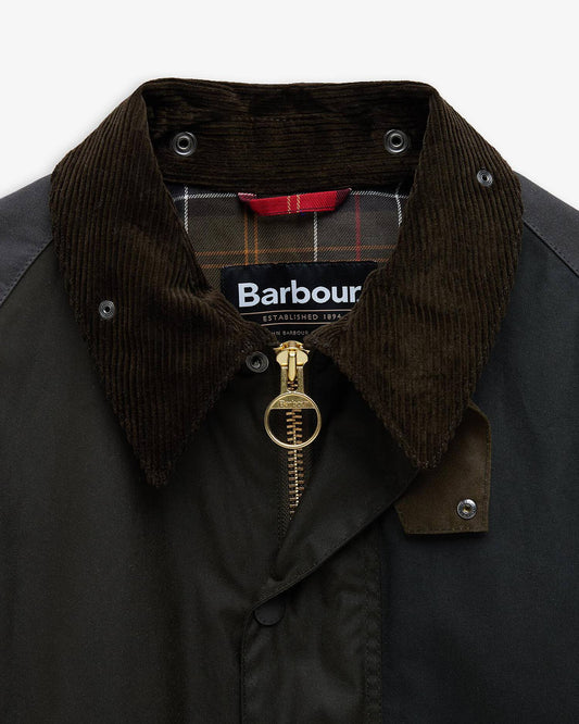 Patchwork Transport Waxed Jacket - Sage Multi