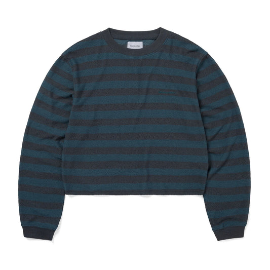 Women's Mesh Striped W Crewneck - Dark Brown