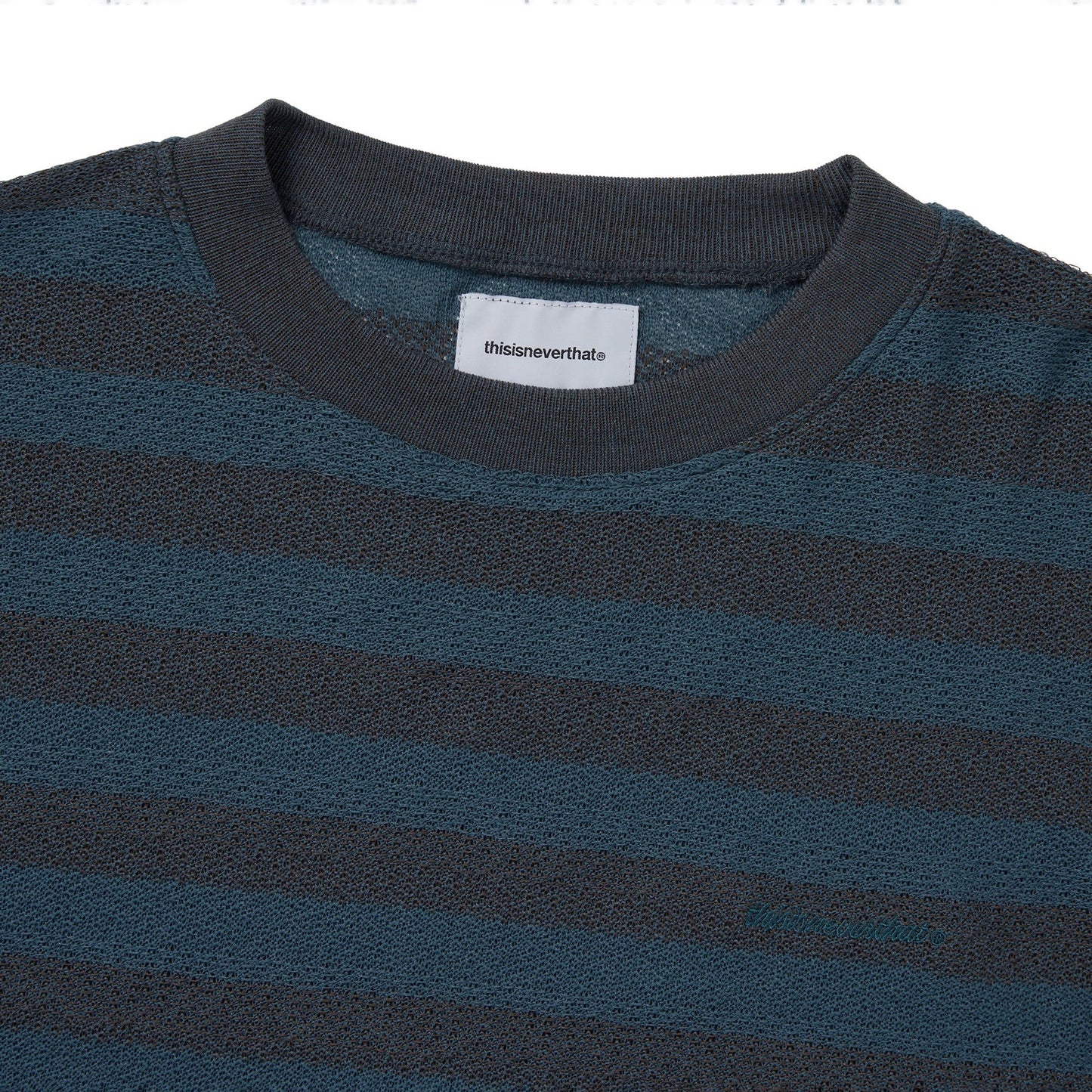 Women's Mesh Striped W Crewneck - Dark Brown