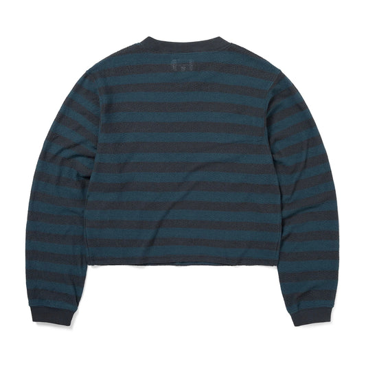 Women's Mesh Striped W Crewneck - Dark Brown