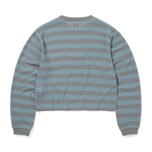 Women's Mesh Striped W Crewneck - Sky Blue
