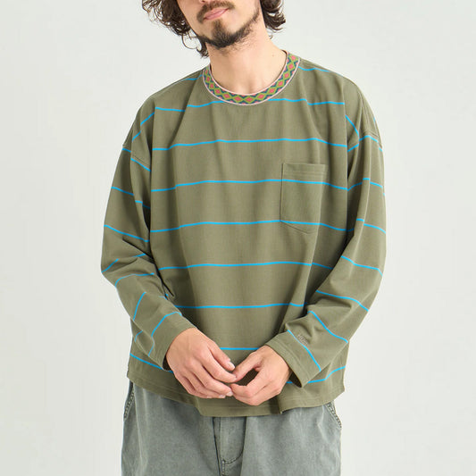 Ringer Collar Panel L/S Tee - B.Khaki