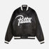 Script Logo Satin Varsity Jacket - Black