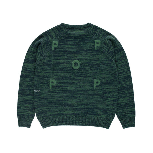 Knitted Melange Logo Crewneck - Navy/Juniper