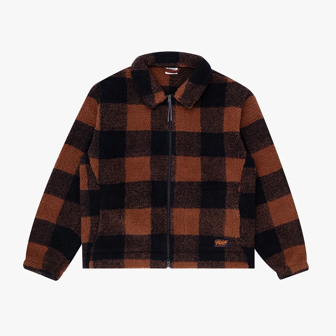 Province Check Sherpa Fleece Jacket- Walnut