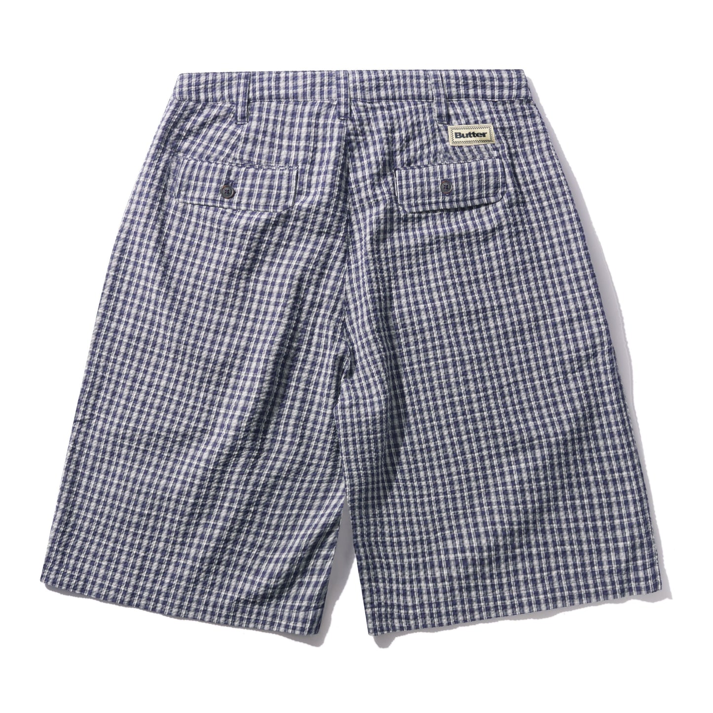 Pleated Shorts - Navy Plaid