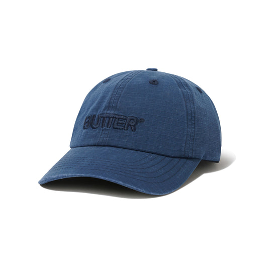 Ripstop Rounded Logo 6 Panel Cap - Washed Navy