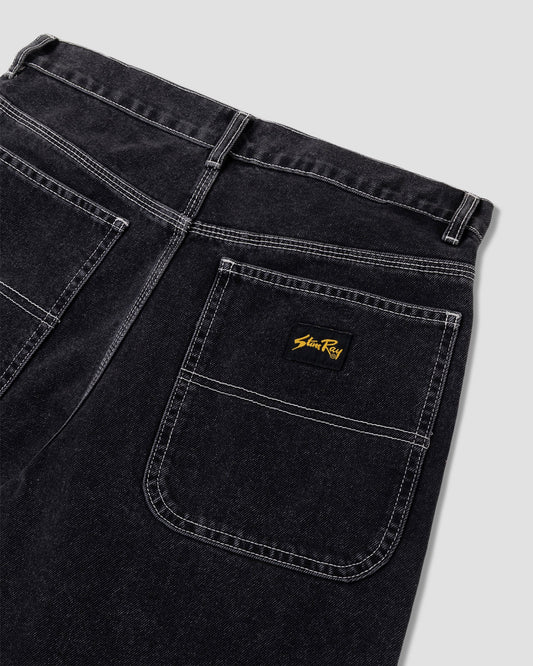 Wide 5 Short - Washed Black Denim
