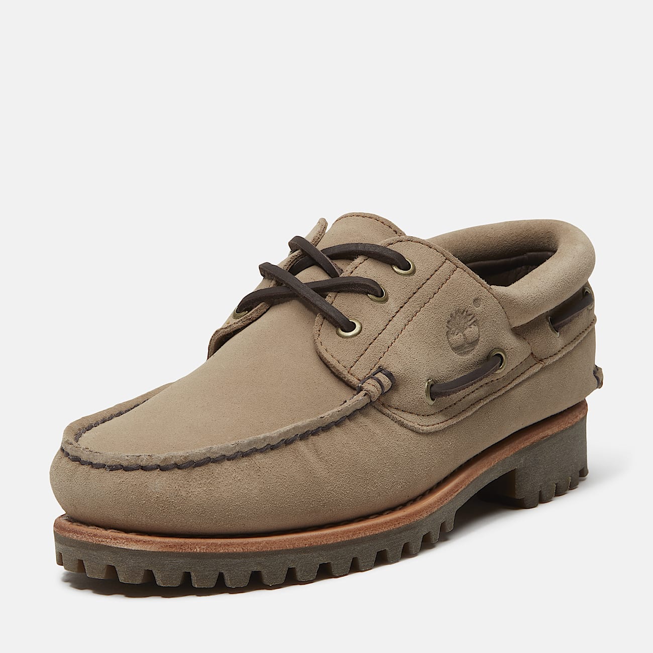 Authentic 'Mix Tape' Handsewn 3 Eye Lug Boat Shoe - Taupe
