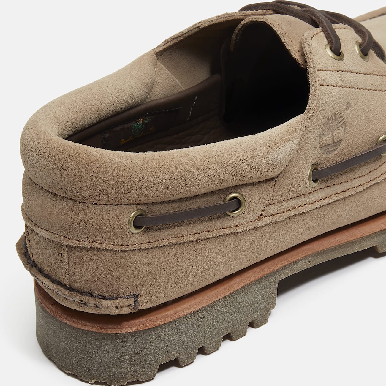 Authentic 'Mix Tape' Handsewn 3 Eye Lug Boat Shoe - Taupe