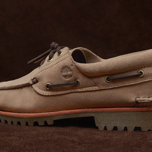 Authentic 'Mix Tape' Handsewn 3 Eye Lug Boat Shoe - Taupe