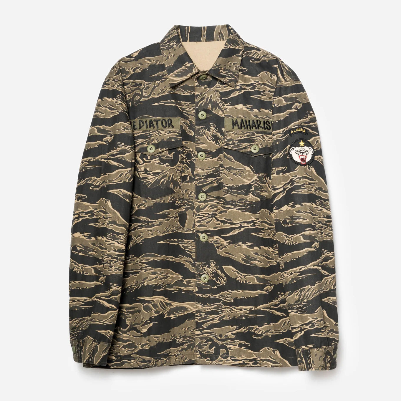 7147 Bonsai Tigerstripe L/S Utility Shirt - Mint Gold