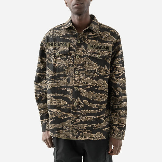 7147 Bonsai Tigerstripe L/S Utility Shirt - Mint Gold