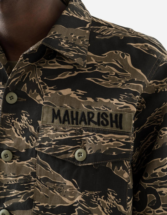 7147 Bonsai Tigerstripe L/S Utility Shirt - Mint Gold