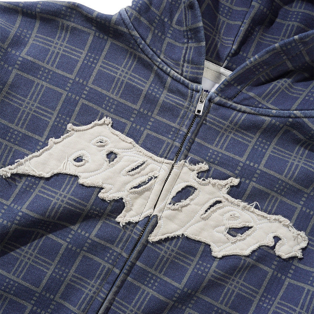Amplify Zip-Thru Hood - Washed Navy Plaid