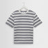 Dean SS Tee, Thin Textured Stripe - Ecru / Navy