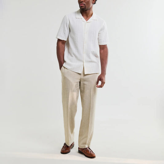 Didcot SS Shirt, Double Weave Seersucker - Ecru