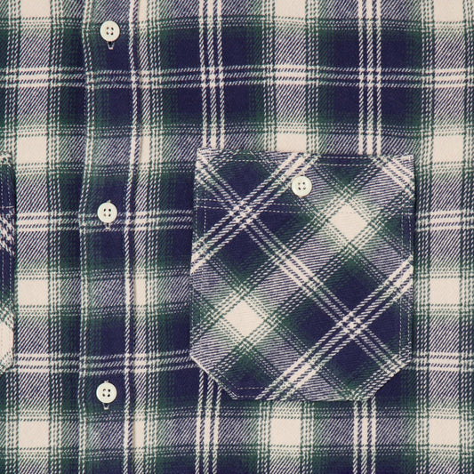 Work Shirt LS - Navy / Green (Garment Washed)