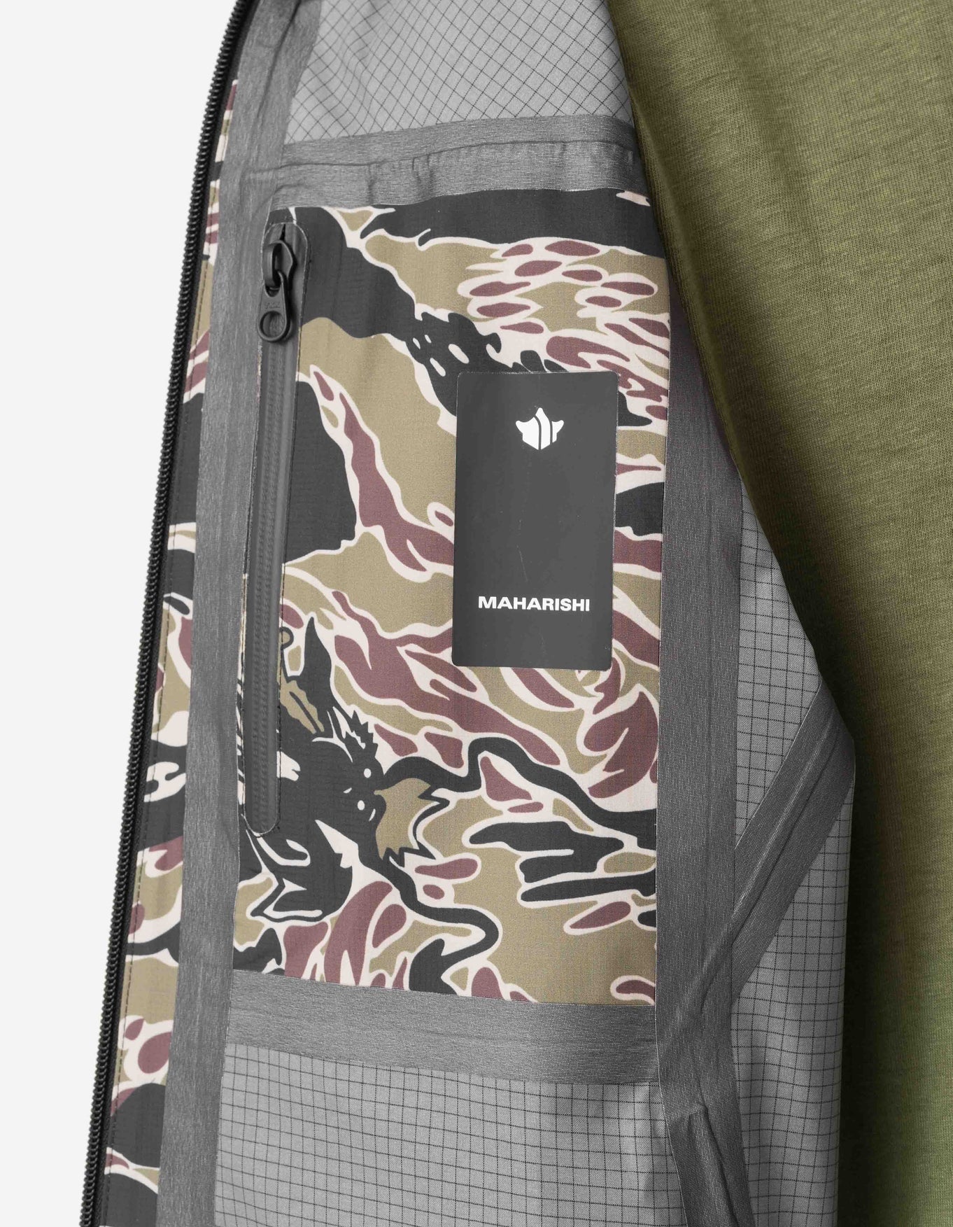 7274 Bonsai Tigerstripe Asym Parka - Woodland