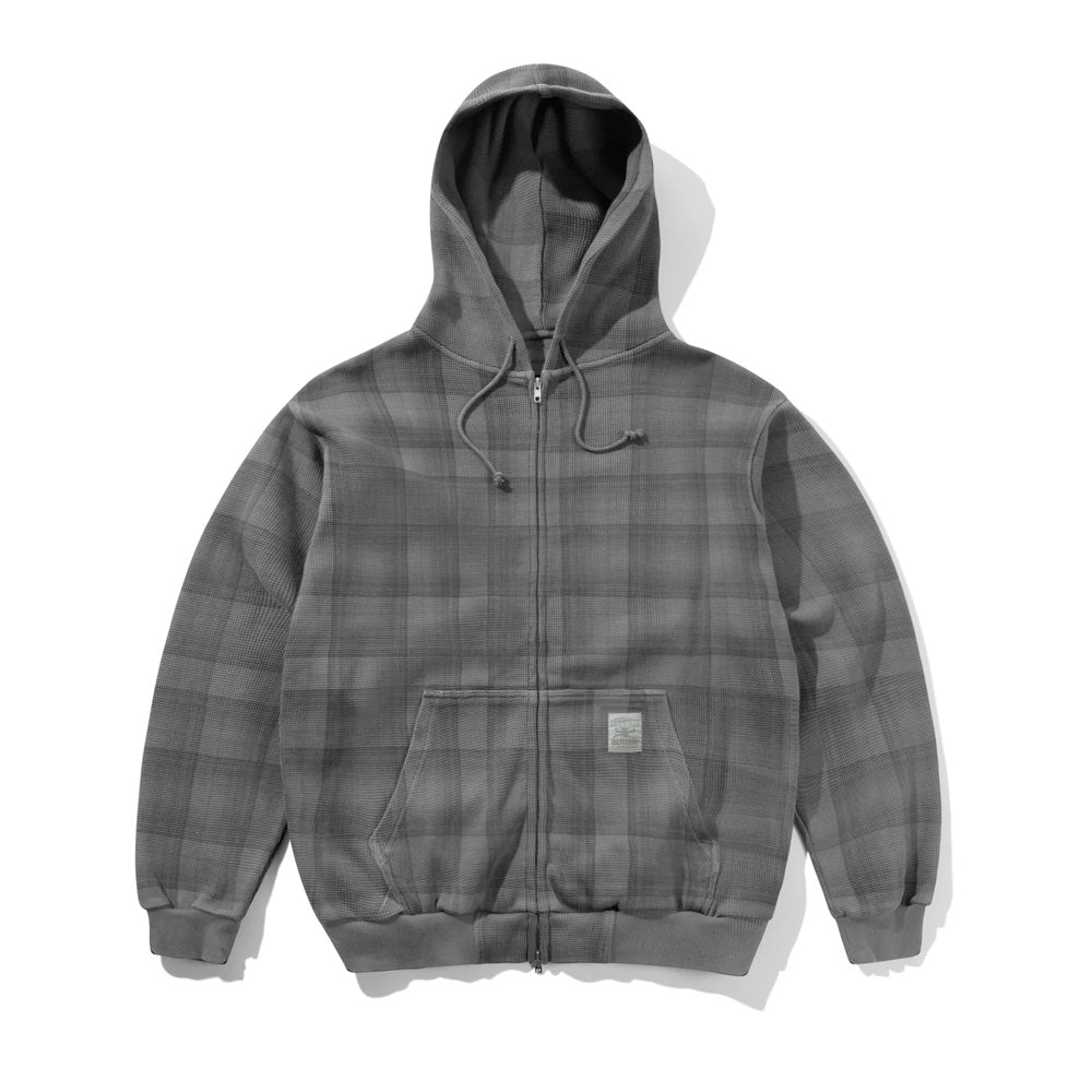 Waffle Zip-Thru Hood - Grey Plaid