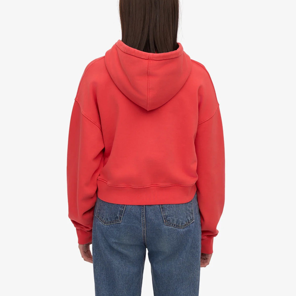 Women's Organic Crop Zip Hood - Red Tangerine