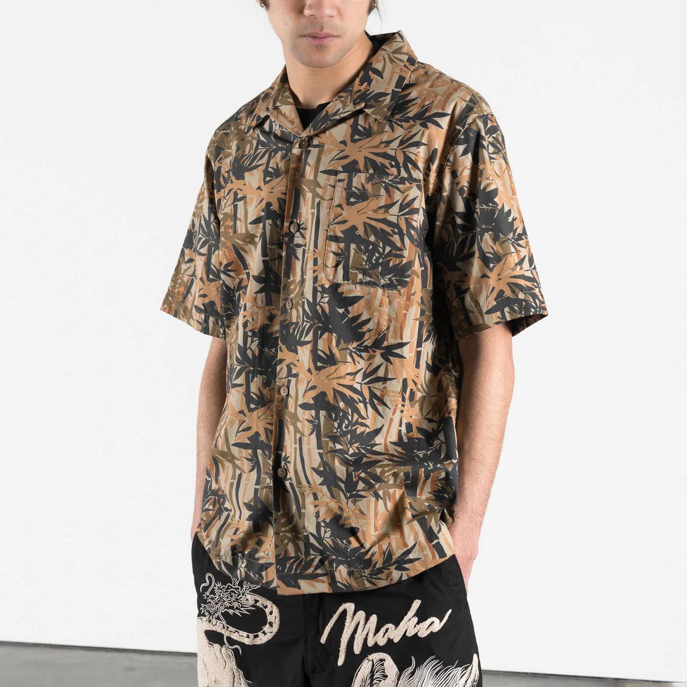 7349 DPM Bamboo Camp Collar Shirt - Woodland